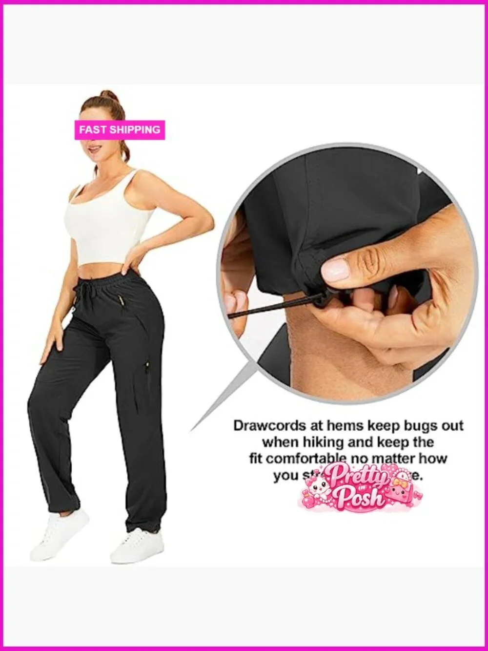 Quick Dry UPF 50 Lightweight Cargo Pants with Zipper Pockets